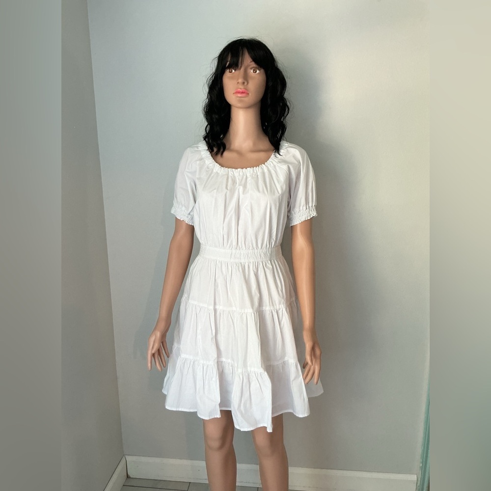 Ina White Tiered Mini Dress Sz S